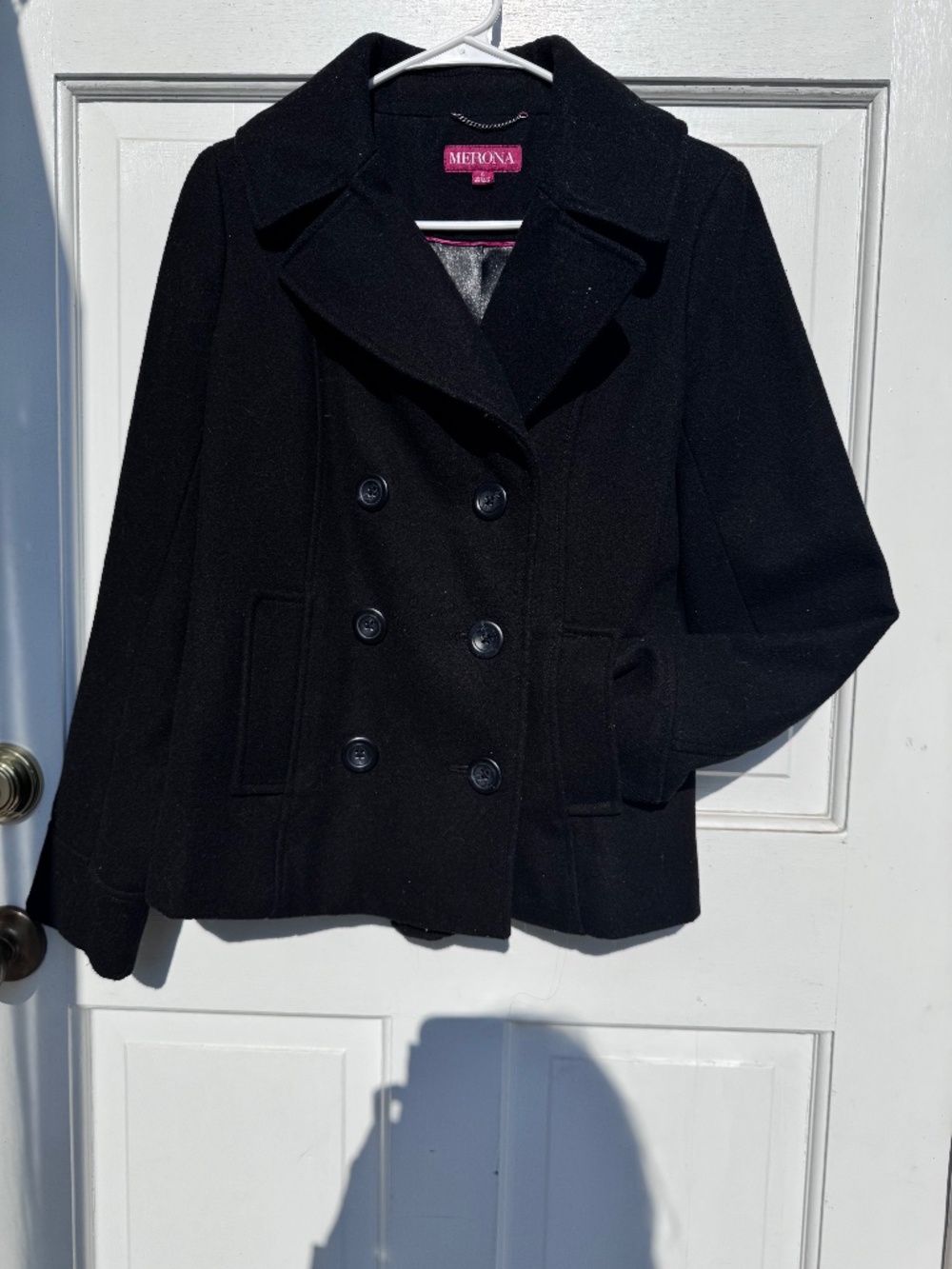 Merona Black Wool-Blend Peacoat Size Small